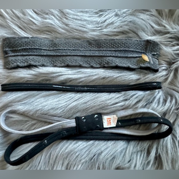 Set of 3 headbands Lululemon Lucy Non-Slip Grip Gray Black Studded - Picture 2 of 2